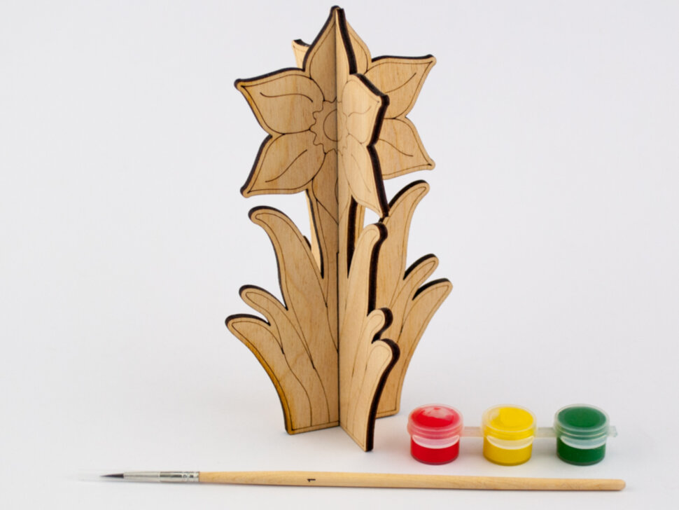 Дерев'яна розмальовка 3D - Нарцис