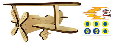 Дерев'яний літак 3D Біплан 2