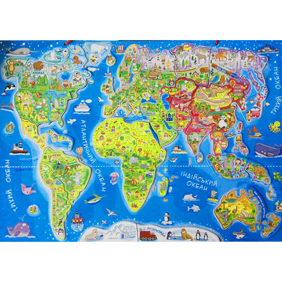 Карта Світу з пазлами (51 пазл)