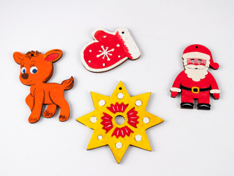 Дерев'яні новорічні іграшки Набір 1 (4 фігурки)