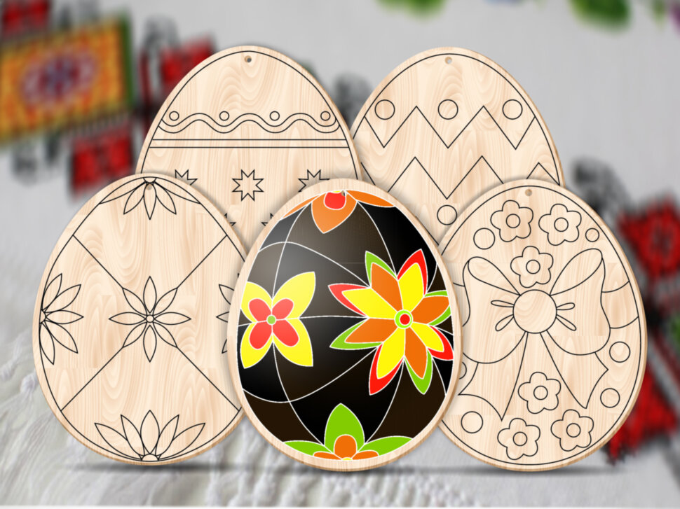 Яйце пасхальне звичайне з магнітом в асортименті дерев'яна розмальовка