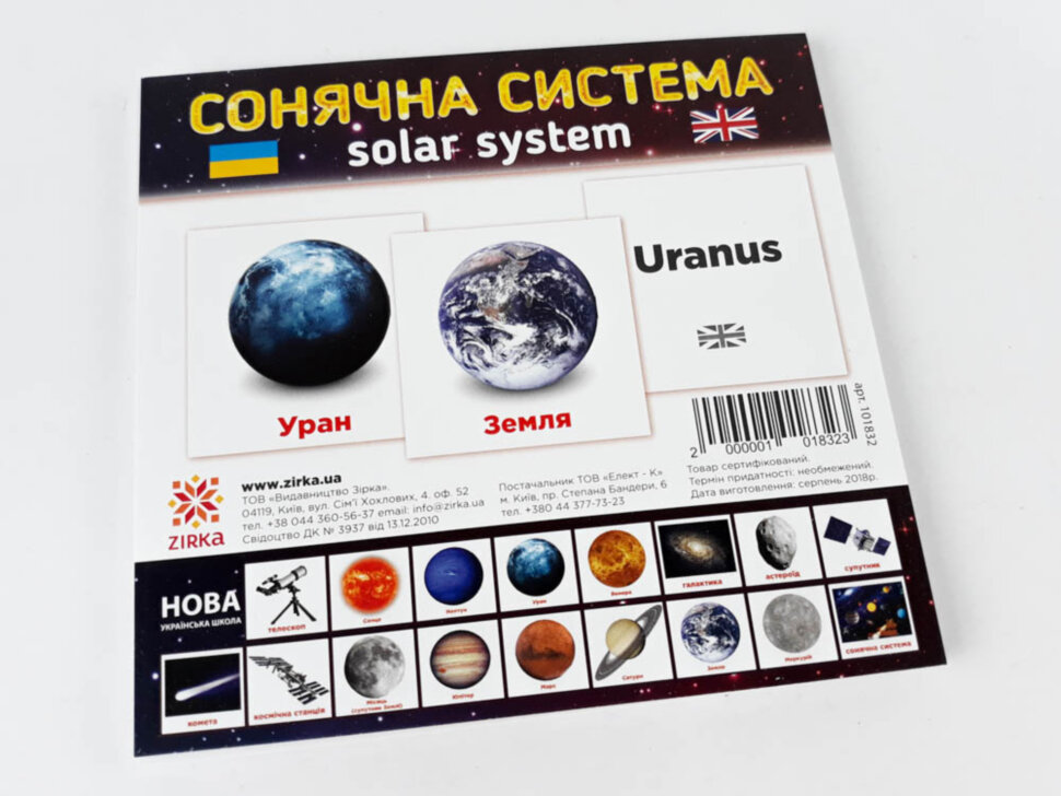 Картки міні Сонячна система (110х110 мм) (Укр)