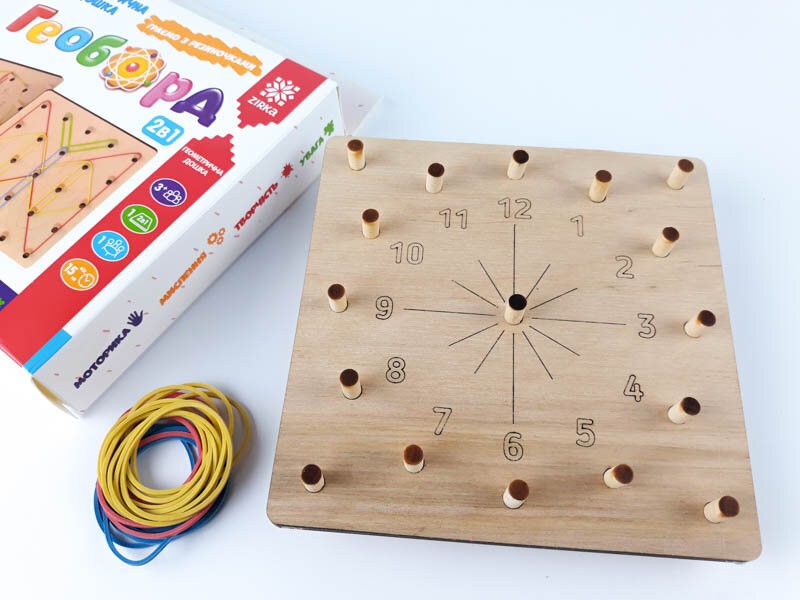 Геоборд. Набір геометрична дошка з резиночками