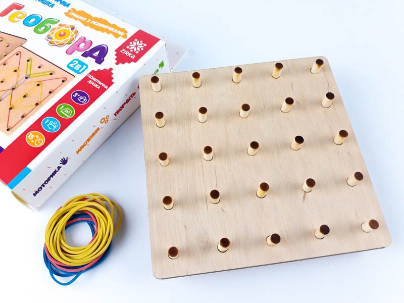 Геоборд. Набір геометрична дошка з резиночками