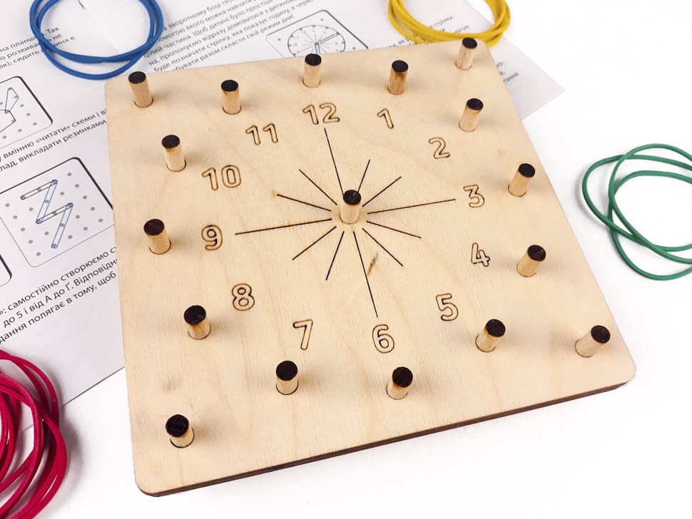 Геоборд. Набір геометрична дошка з резиночками